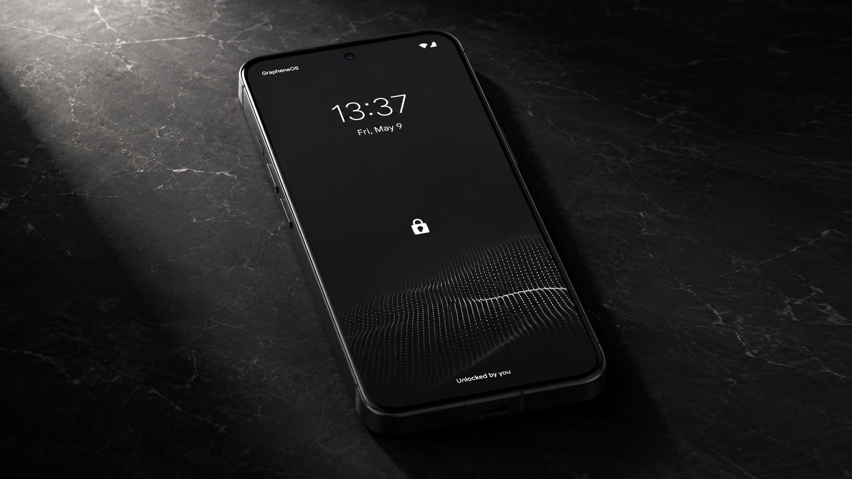 GrapheneOS secure lock screen on a Google Pixel device